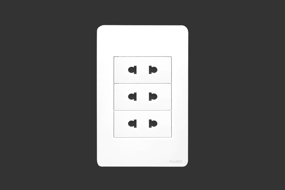 2 PIN SOCKET 3 GANG SET